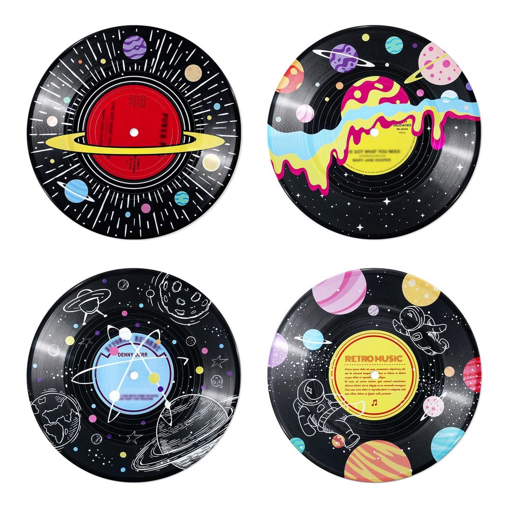 Hippie Vinyl Records Decor Set Of 4 - Indie Kawaii Records Wall Decor For Kids🌷